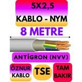 Öznur 5x2,5 Antigron (Nym) Kablo (Gri) Metre Seçenekli - 8 METRE