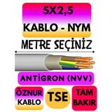Öznur 5X2,5 Antigron (Nym) Kablo (Gri) Metre Seçenekli