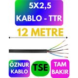 Öznur 5x2,5 Ttr Kablo (Siyah) Metre Seçenekli - 12 METRE