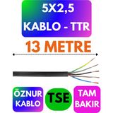 Öznur 5x2,5 Ttr Kablo (Siyah) Metre Seçenekli - 13 METRE