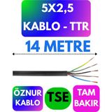 Öznur 5x2,5 Ttr Kablo (Siyah) Metre Seçenekli - 14 METRE