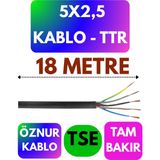 Öznur 5x2,5 Ttr Kablo (Siyah) Metre Seçenekli - 18 METRE