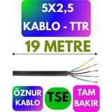 Öznur 5x2,5 Ttr Kablo (Siyah) Metre Seçenekli - 19 METRE