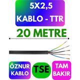 Öznur 5x2,5 Ttr Kablo (Siyah) Metre Seçenekli - 20 METRE