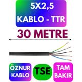 Öznur 5x2,5 Ttr Kablo (Siyah) Metre Seçenekli - 30 METRE