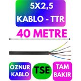 Öznur 5x2,5 Ttr Kablo (Siyah) Metre Seçenekli - 40 METRE