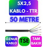 Öznur 5x2,5 Ttr Kablo (Siyah) Metre Seçenekli - 50 METRE