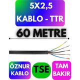 Öznur 5x2,5 Ttr Kablo (Siyah) Metre Seçenekli - 60 METRE