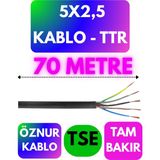 Öznur 5x2,5 Ttr Kablo (Siyah) Metre Seçenekli - 70 METRE