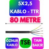 Öznur 5x2,5 Ttr Kablo (Siyah) Metre Seçenekli - 80 METRE