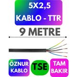 Öznur 5x2,5 Ttr Kablo (Siyah) Metre Seçenekli - 9 METRE