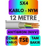 Öznur 5x4 Antigron (Nym) Kablo (Gri) Metre Seçenekli - 12 METRE