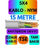 Öznur 5x4 Antigron (Nym) Kablo (Gri) Metre Seçenekli - 15 METRE
