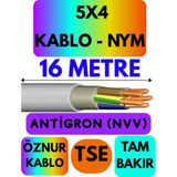 Öznur 5x4 Antigron (Nym) Kablo (Gri) Metre Seçenekli - 16 METRE