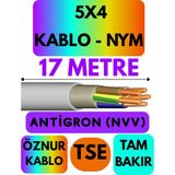 Öznur 5x4 Antigron (Nym) Kablo (Gri) Metre Seçenekli - 17 METRE