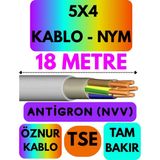 Öznur 5x4 Antigron (Nym) Kablo (Gri) Metre Seçenekli - 18 METRE