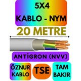 Öznur 5x4 Antigron (Nym) Kablo (Gri) Metre Seçenekli - 20 METRE