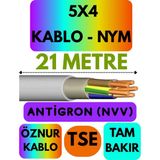 Öznur 5x4 Antigron (Nym) Kablo (Gri) Metre Seçenekli - 21 METRE