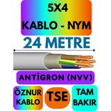 Öznur 5x4 Antigron (Nym) Kablo (Gri) Metre Seçenekli - 24 METRE
