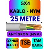 Öznur 5x4 Antigron (Nym) Kablo (Gri) Metre Seçenekli - 25 METRE