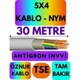 Öznur 5x4 Antigron (Nym) Kablo (Gri) Metre Seçenekli - 30 METRE
