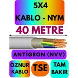 Öznur 5x4 Antigron (Nym) Kablo (Gri) Metre Seçenekli - 40 METRE