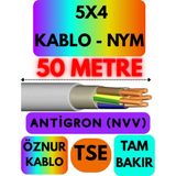 Öznur 5x4 Antigron (Nym) Kablo (Gri) Metre Seçenekli - 50 METRE