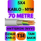 Öznur 5x4 Antigron (Nym) Kablo (Gri) Metre Seçenekli - 70 METRE