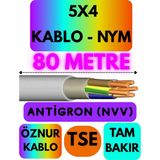 Öznur 5x4 Antigron (Nym) Kablo (Gri) Metre Seçenekli - 80 METRE