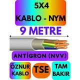 Öznur 5x4 Antigron (Nym) Kablo (Gri) Metre Seçenekli - 9 METRE