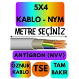 Öznur 5X4 Antigron (Nym) Kablo (Gri) Metre Seçenekli
