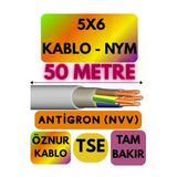 Öznur 5X6 Antigron Nym Kablo, 50 Metre, Gri
