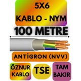 Öznur 5x6 Antigron (Nym) Kablo (Gri) Metre Seçenekli - 100 METRE