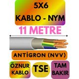 Öznur 5x6 Antigron (Nym) Kablo (Gri) Metre Seçenekli - 11 METRE