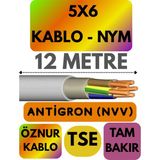 Öznur 5x6 Antigron (Nym) Kablo (Gri) Metre Seçenekli - 12 METRE