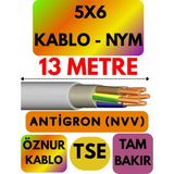 Öznur 5x6 Antigron (Nym) Kablo (Gri) Metre Seçenekli - 13 METRE