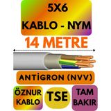 Öznur 5x6 Antigron (Nym) Kablo (Gri) Metre Seçenekli - 14 METRE
