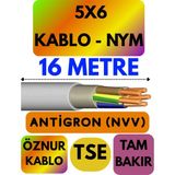 Öznur 5x6 Antigron (Nym) Kablo (Gri) Metre Seçenekli - 16 METRE