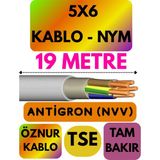 Öznur 5x6 Antigron (Nym) Kablo (Gri) Metre Seçenekli - 19 METRE