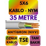 Öznur 5x6 Antigron (Nym) Kablo (Gri) Metre Seçenekli - 35 METRE