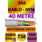 Öznur 5x6 Antigron (Nym) Kablo (Gri) Metre Seçenekli - 40 METRE
