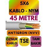 Öznur 5x6 Antigron (Nym) Kablo (Gri) Metre Seçenekli - 45 METRE