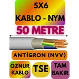 Öznur 5x6 Antigron (Nym) Kablo (Gri) Metre Seçenekli - 50 METRE