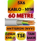 Öznur 5x6 Antigron (Nym) Kablo (Gri) Metre Seçenekli - 60 METRE
