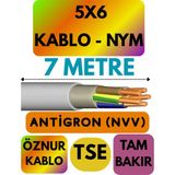 Öznur 5x6 Antigron (Nym) Kablo (Gri) Metre Seçenekli - 7 METRE