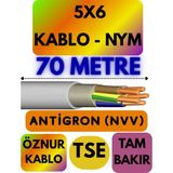 Öznur 5x6 Antigron (Nym) Kablo (Gri) Metre Seçenekli - 70 METRE