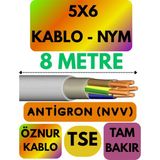 Öznur 5x6 Antigron (Nym) Kablo (Gri) Metre Seçenekli - 8 METRE