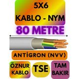 Öznur 5x6 Antigron (Nym) Kablo (Gri) Metre Seçenekli - 80 METRE