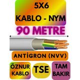 Öznur 5x6 Antigron (Nym) Kablo (Gri) Metre Seçenekli - 90 METRE