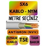 Öznur 5X6 Antigron (Nym) Kablo (Gri) Metre Seçenekli